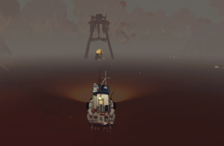 Wo findet man den riesigen Piranha in Dredge und was ist seine Funktion?
