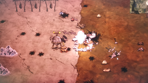 Wo befindet sich der Meteoritenbereich in Don't Starve Together und wie kann man sich davor schützen?