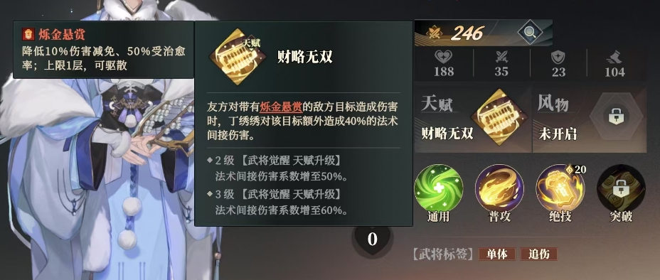 Stärkeanalyse des Generals Ding Xia in