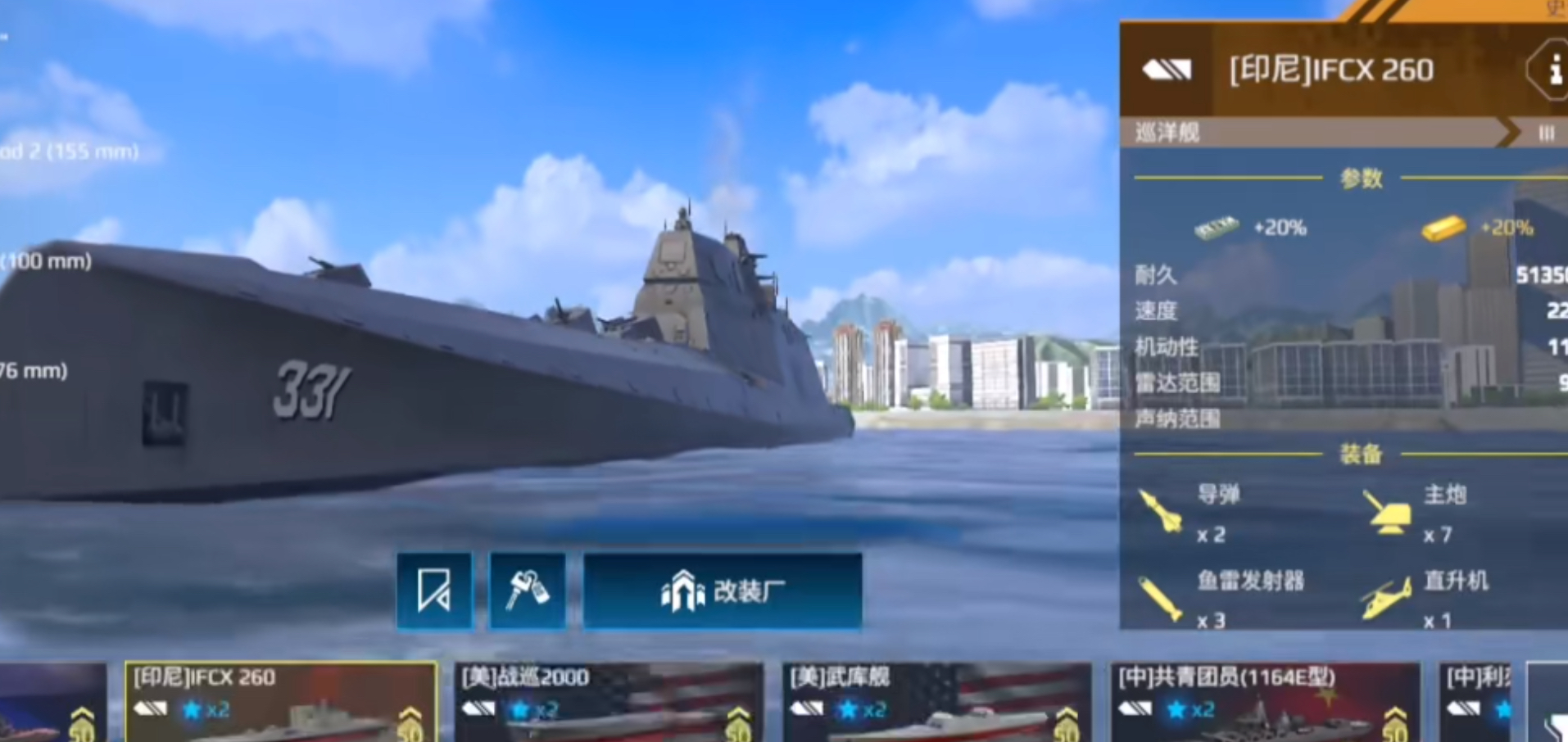 How is the modern warship IFCX260? Data analysis of the modern warship IFCX260