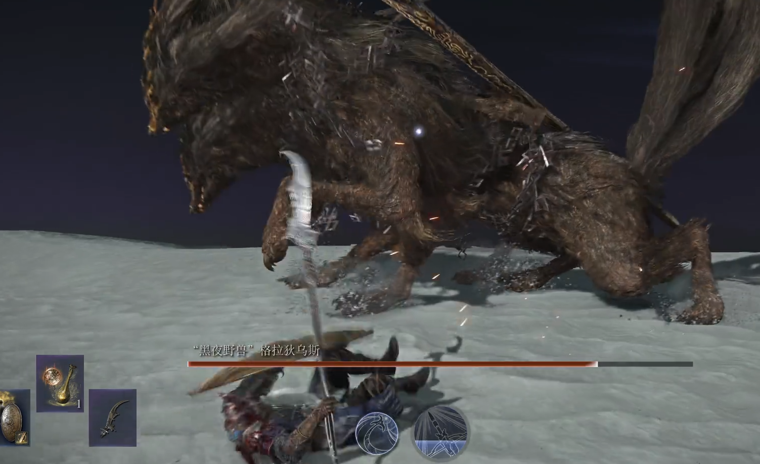 How to defeat the three beasts in Elden Ring when Night's Black Knife, Night's Beast Gladius, appears