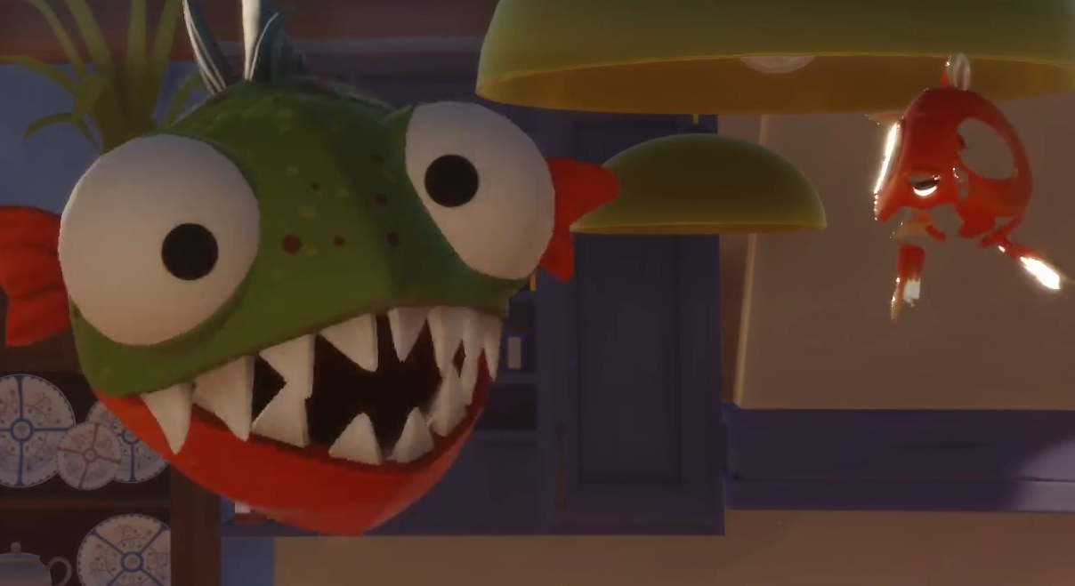 Ich bin der Anfangshinweis für den Piranha im Spiel 